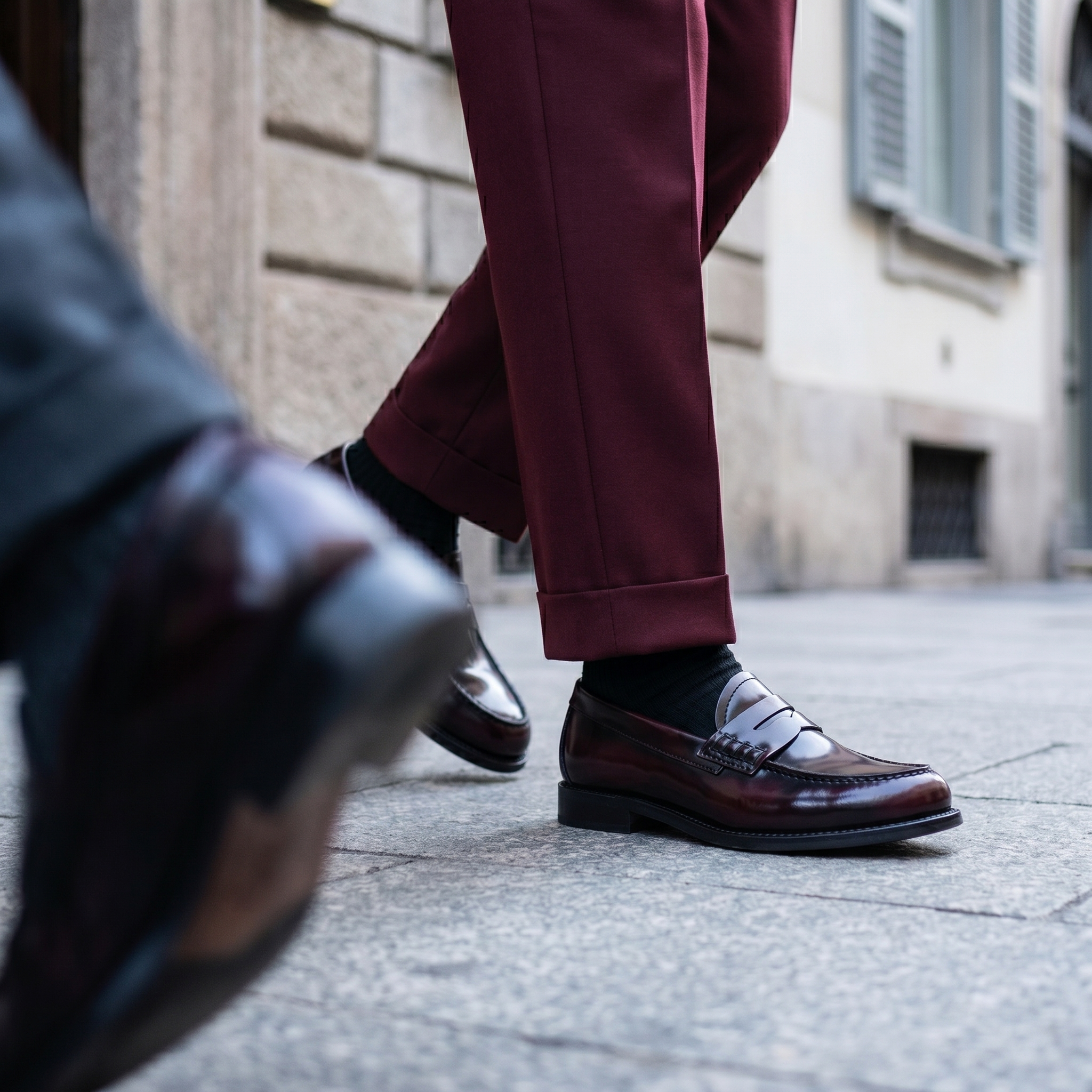 Toscano bordeaux in pelle spazzolata