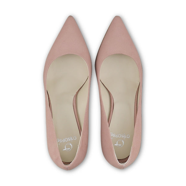 Pink suede décolleté with 70cm heel