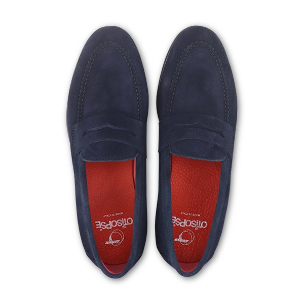 Blue suede Bendina moccasins