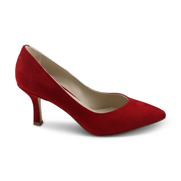 Red suede pumps with a 70cm heel