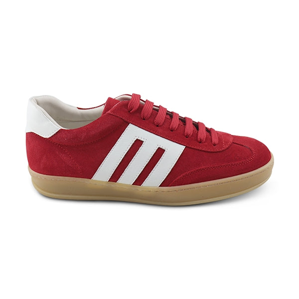 Red suede sneakers