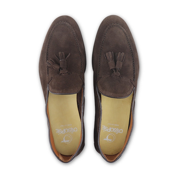 Tassel dark brown suede