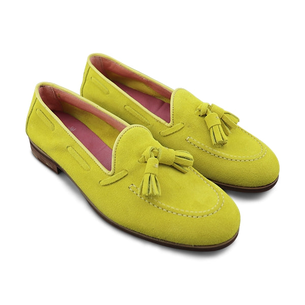 Yellow suede moccasins