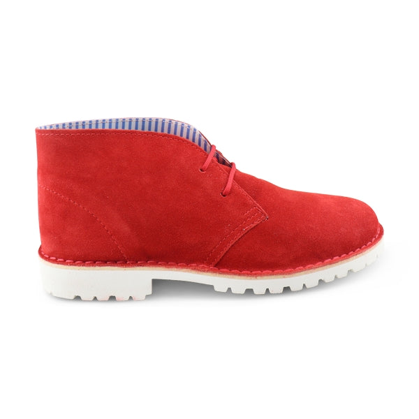 Vibram red suede ankle boot