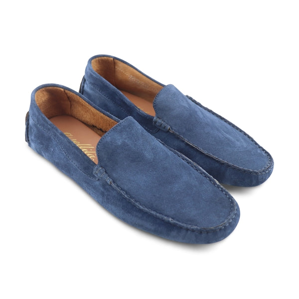 Mocassini Vibram camoscio bluette