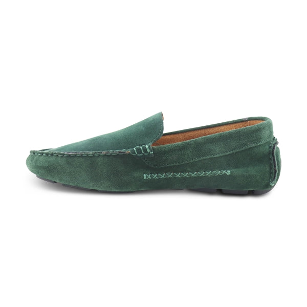 Vibram green suede moccasins