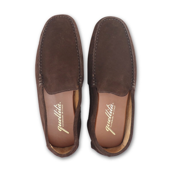 Vibram moccasins in dark brown suede