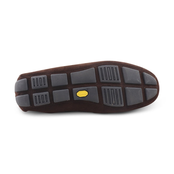 Vibram moccasins in dark brown suede