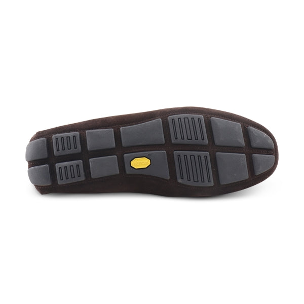 Vibram moccasins in dark brown suede