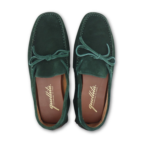 Vibram green suede moccasins