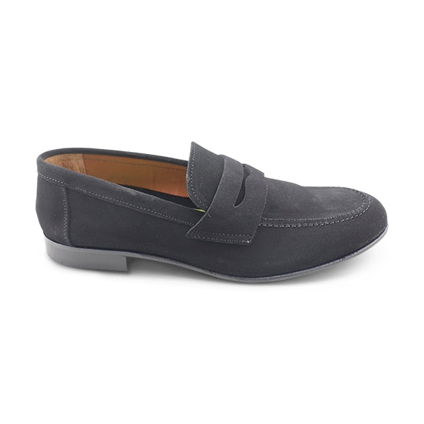 Black suede loafers