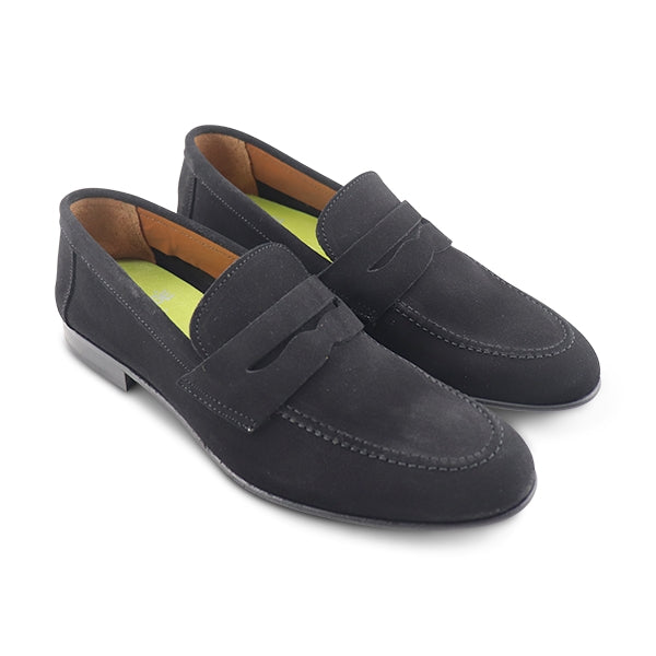 Black suede loafers