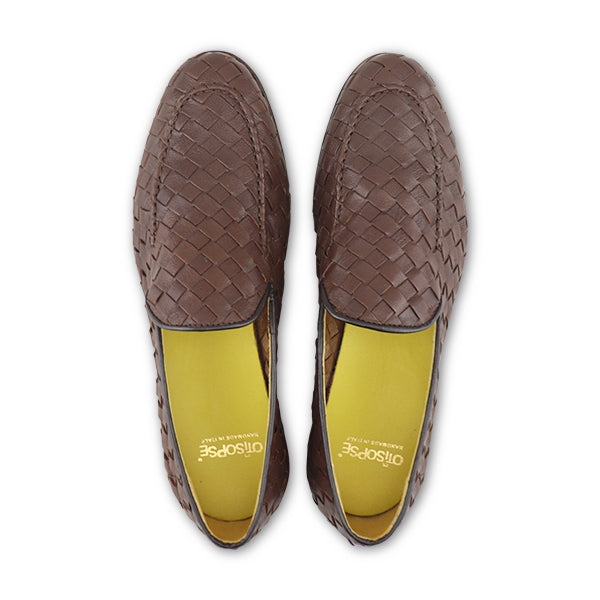 Braided dark brown slippers