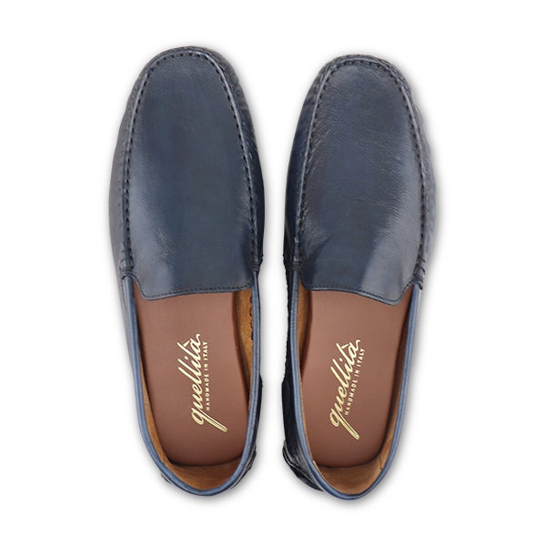 Vibram blue leather moccasins
