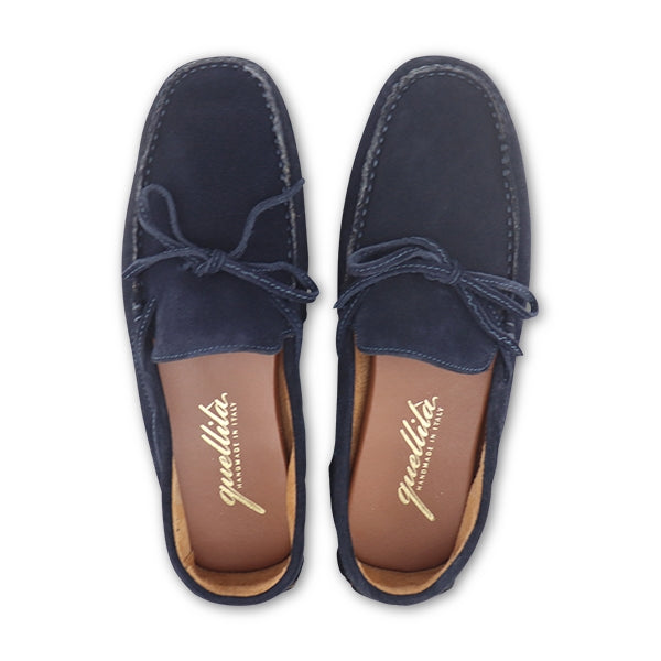 Vibram blue suede moccasins