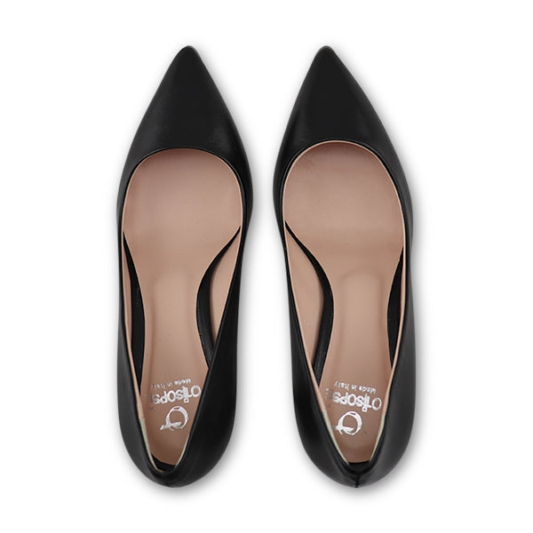 Black nappa décolleté with 70cm heel