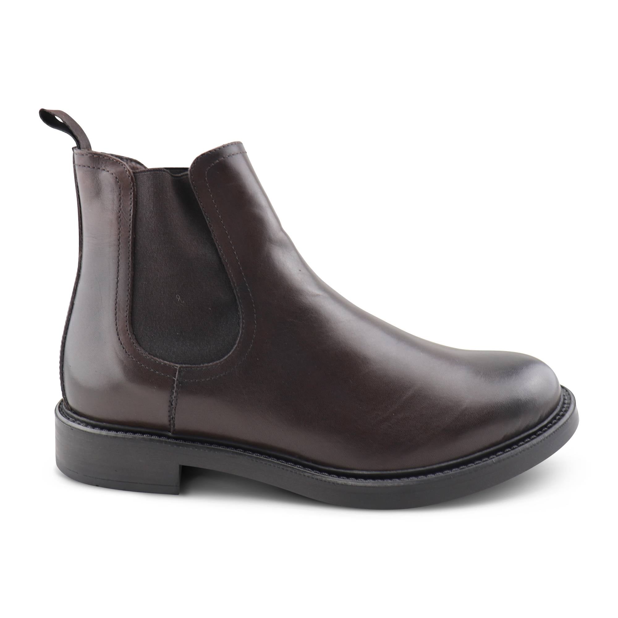 Dark brown leather ankle boot - Main Image