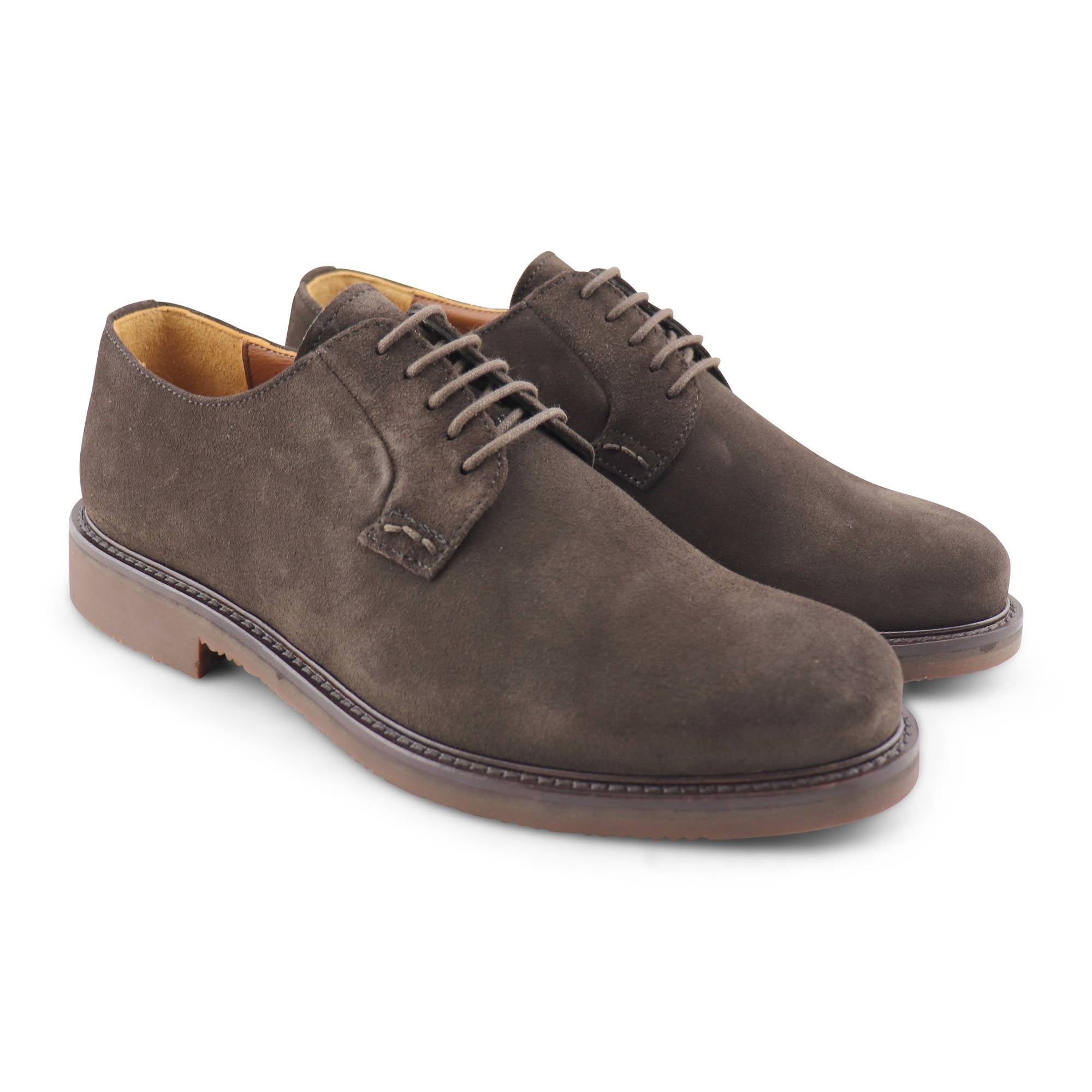 Dark brown suede derby
