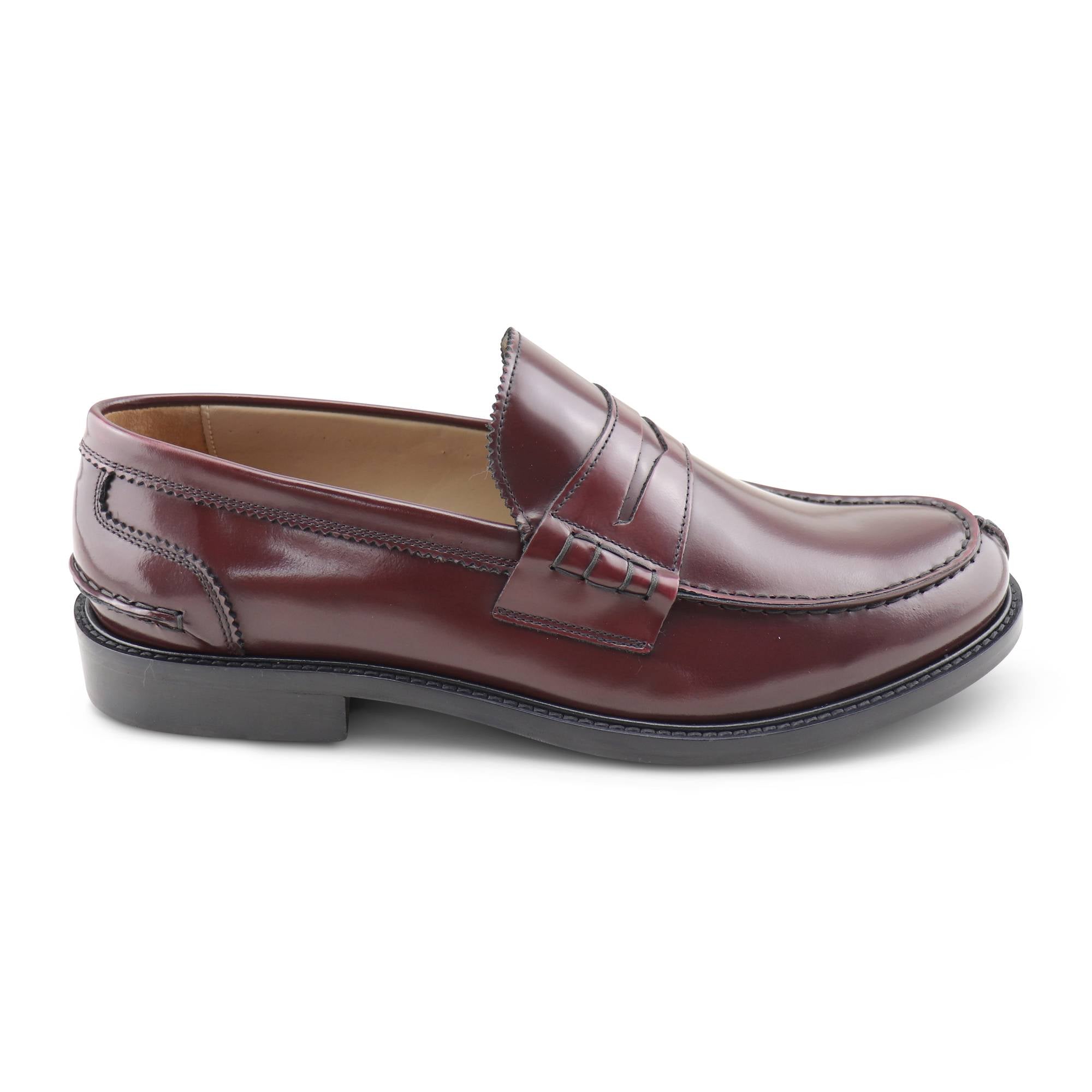 Burgundy brushed leather loafers