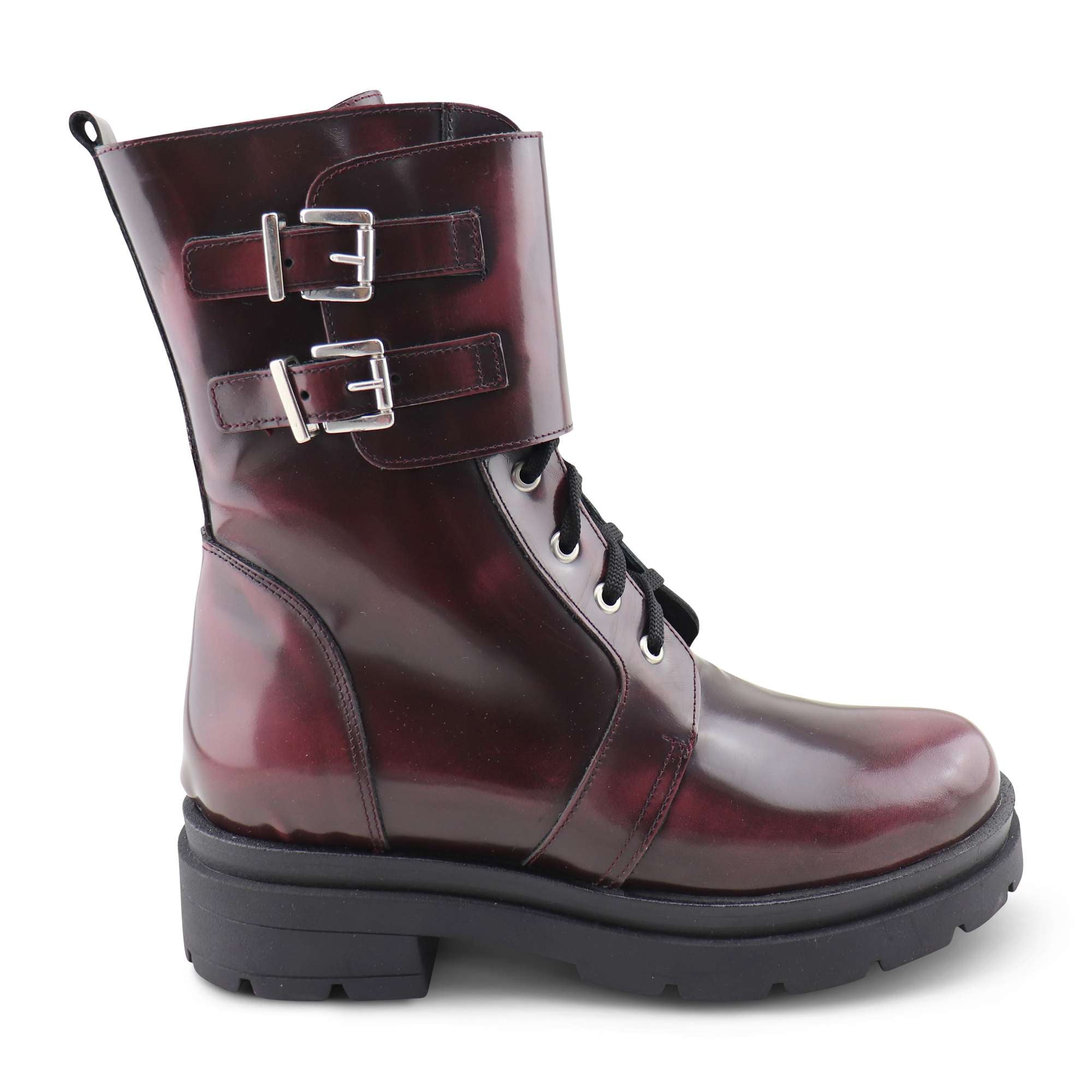 Burgundy brushed leather boots