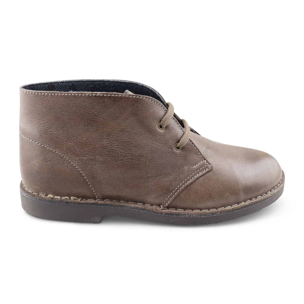Brown waxed ankle boots