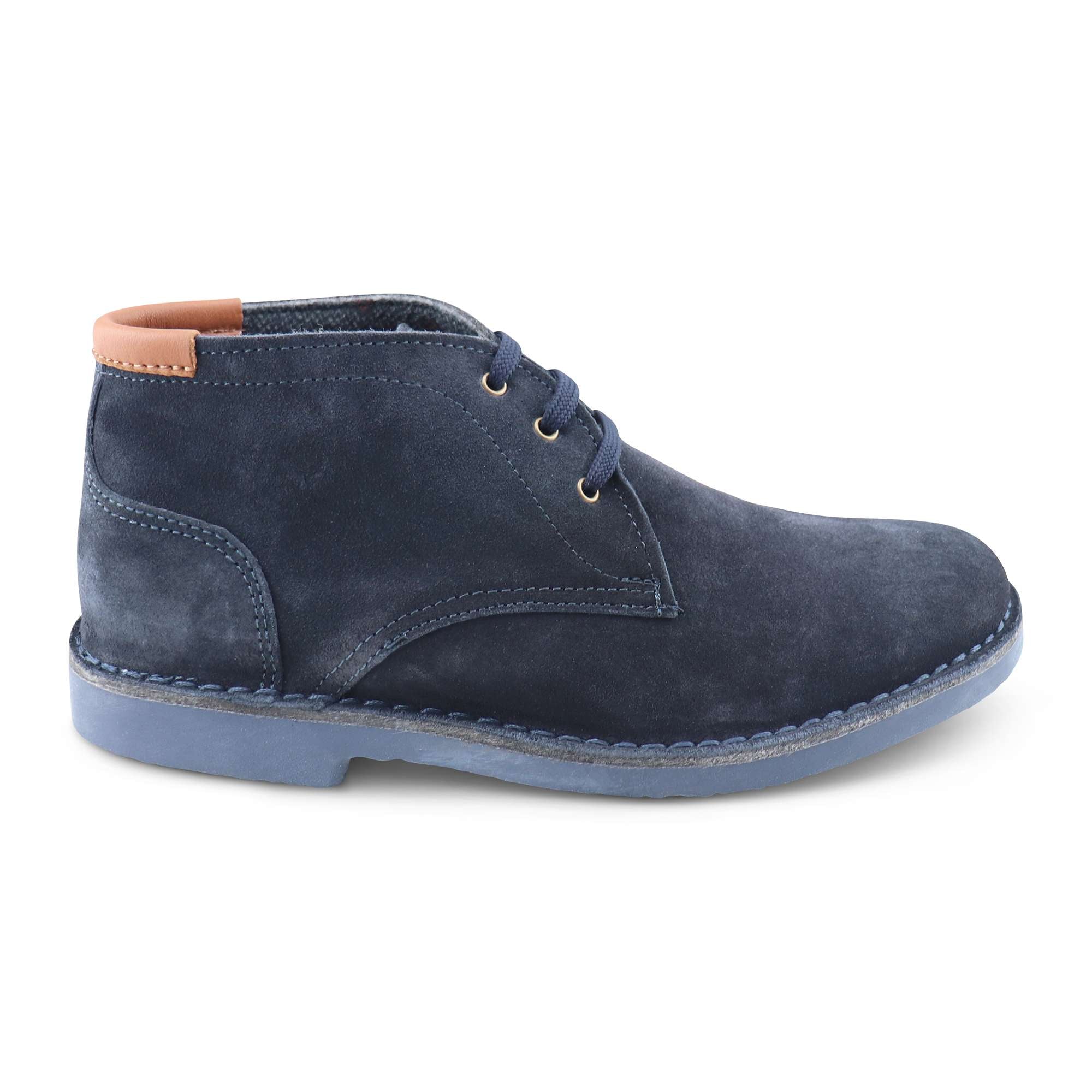 Blue suede ankle boot