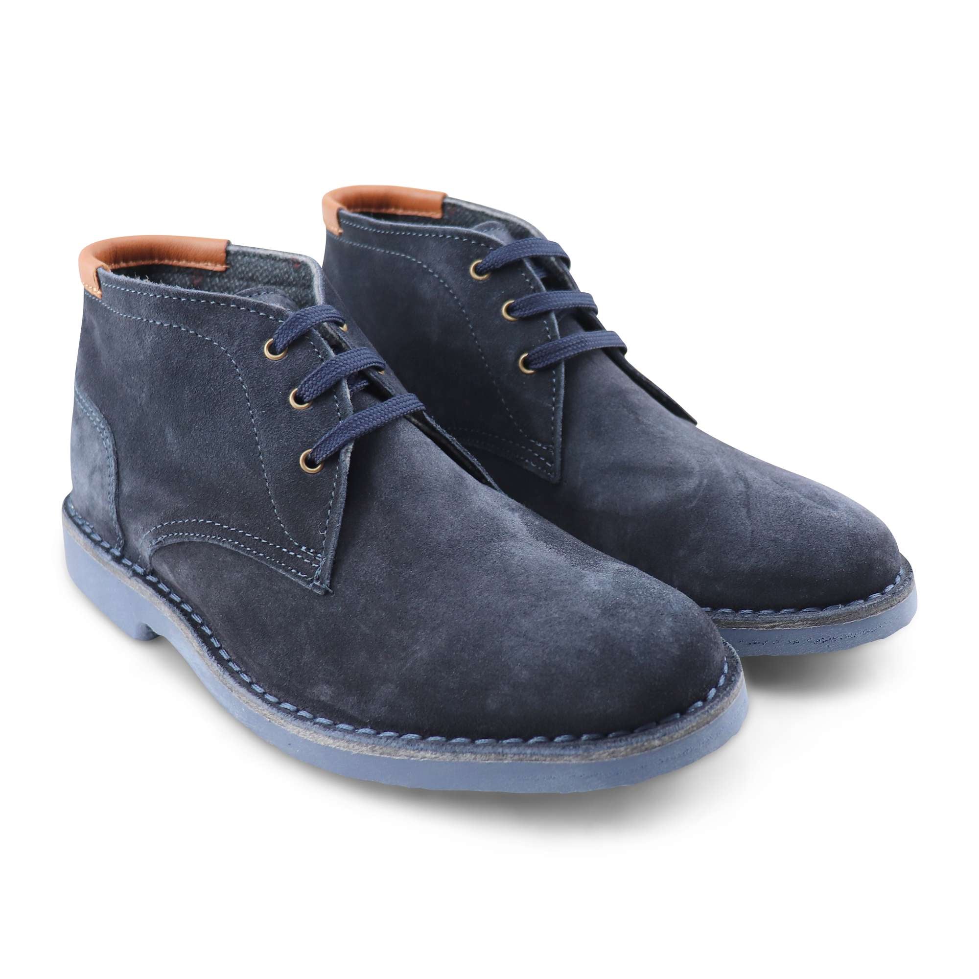 Blue suede ankle boot