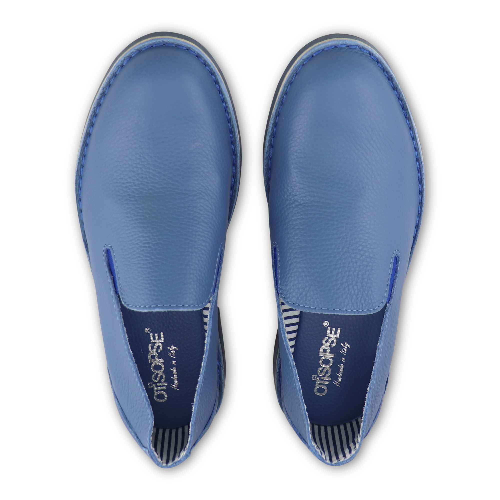 Slip-on cielo in pelle martellata
