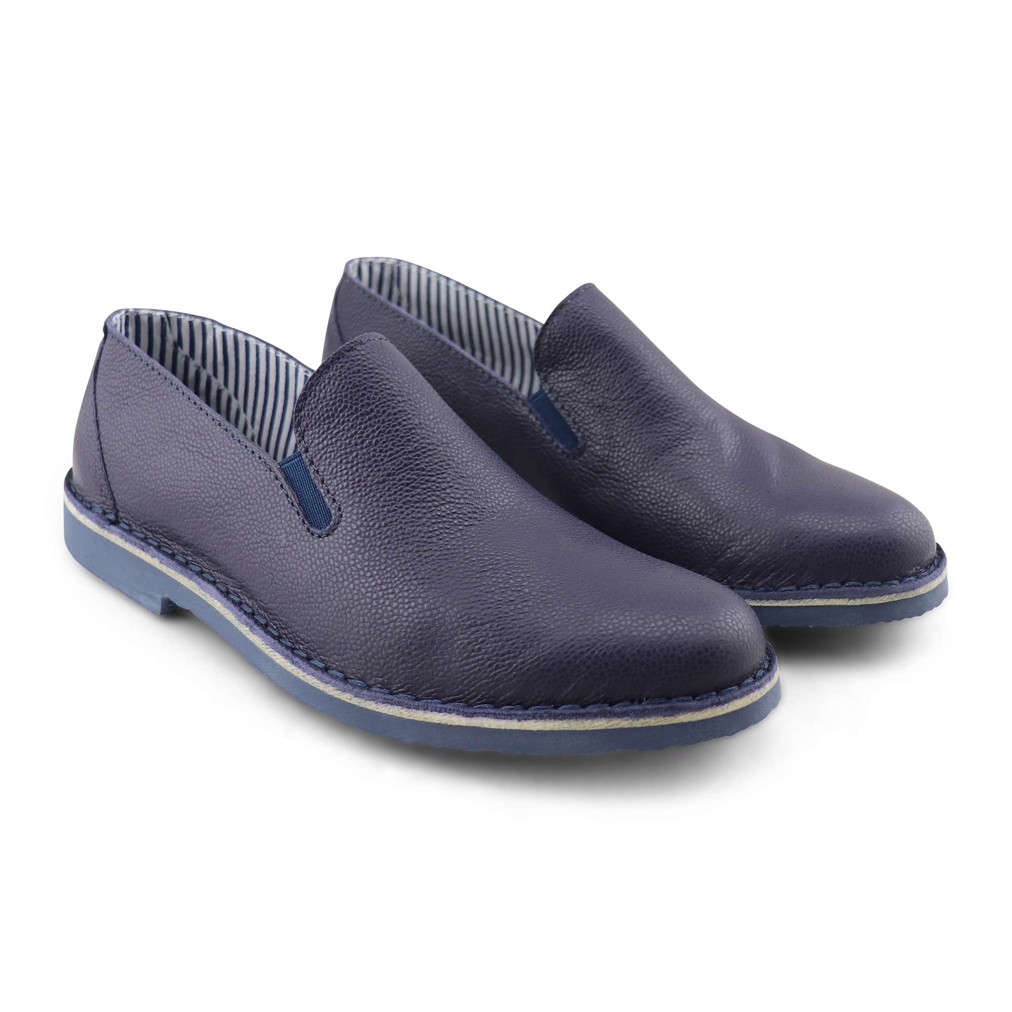 Slip-on blu in pelle martellata