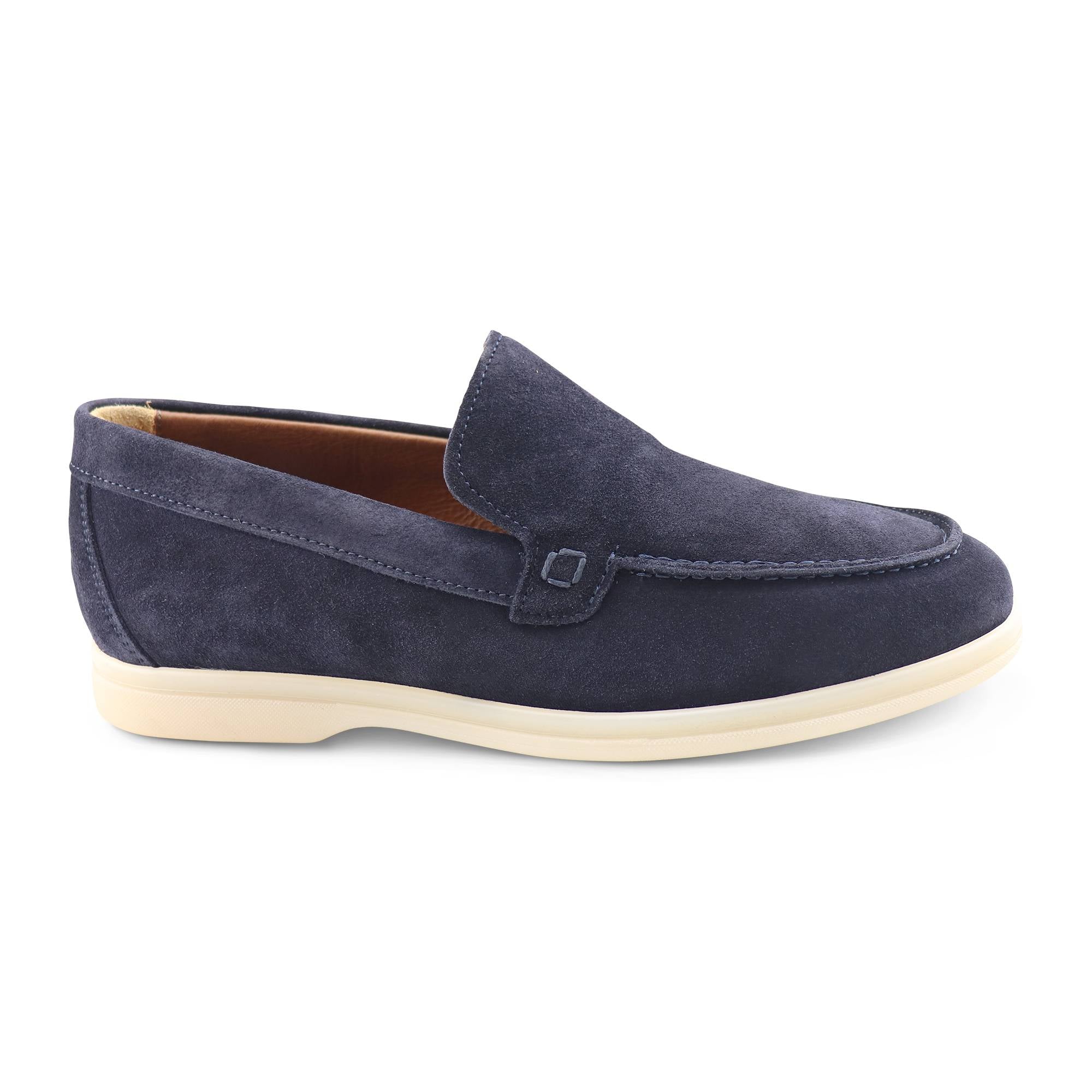 Blue suede loafers
