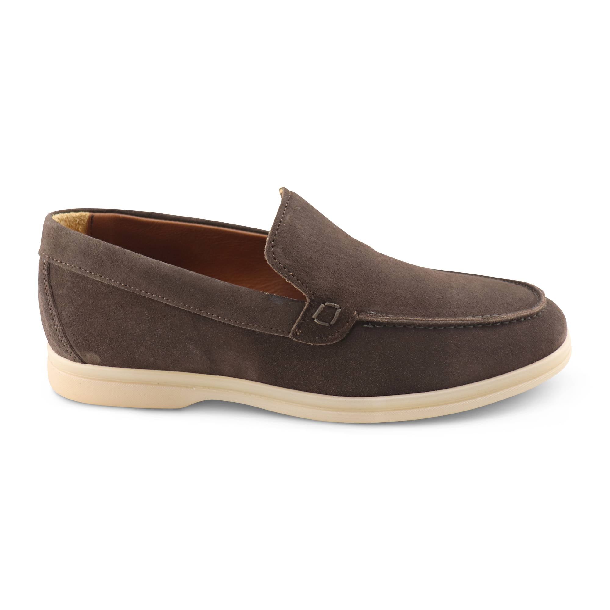 Dark brown suede moccasins