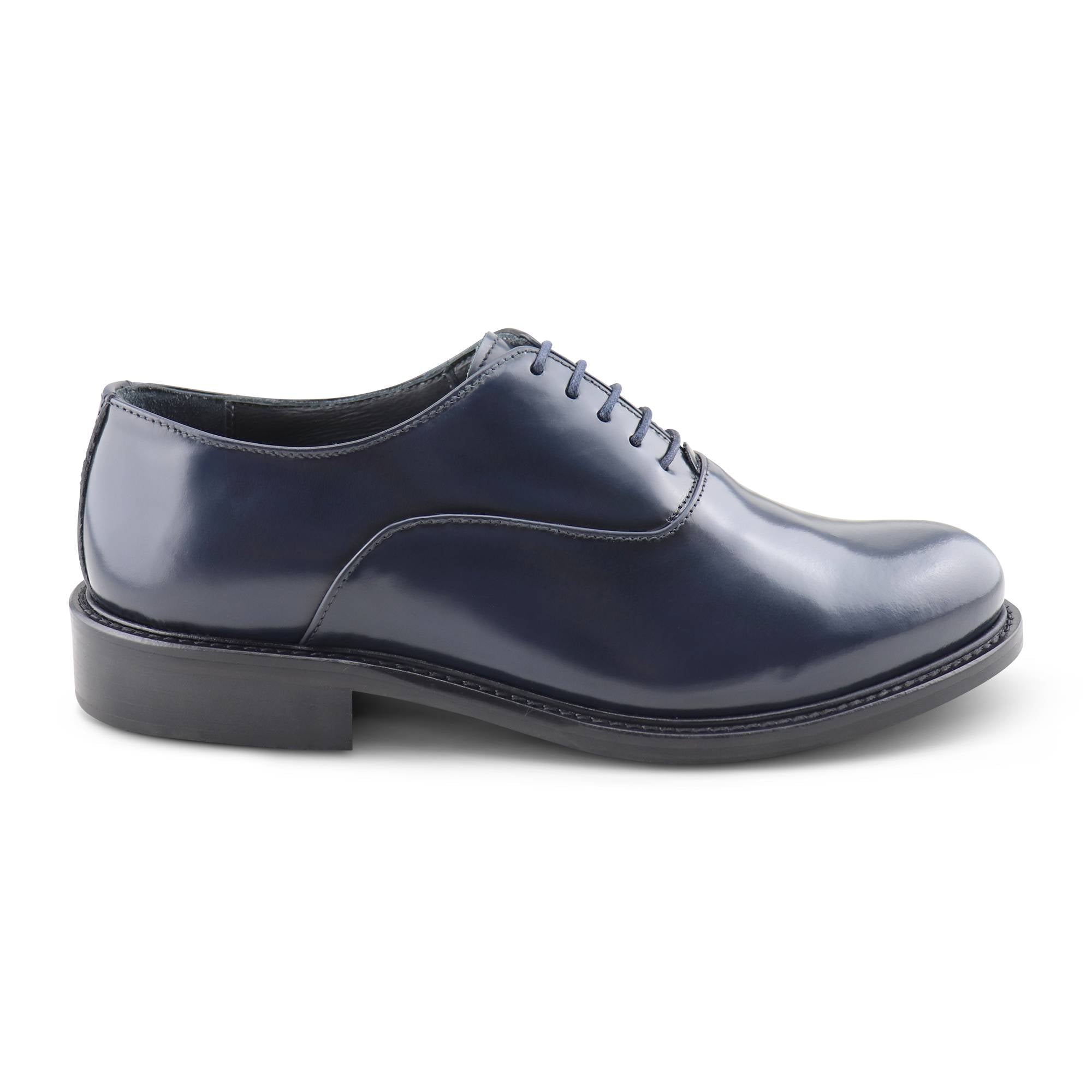 Brushed blue leather Oxford