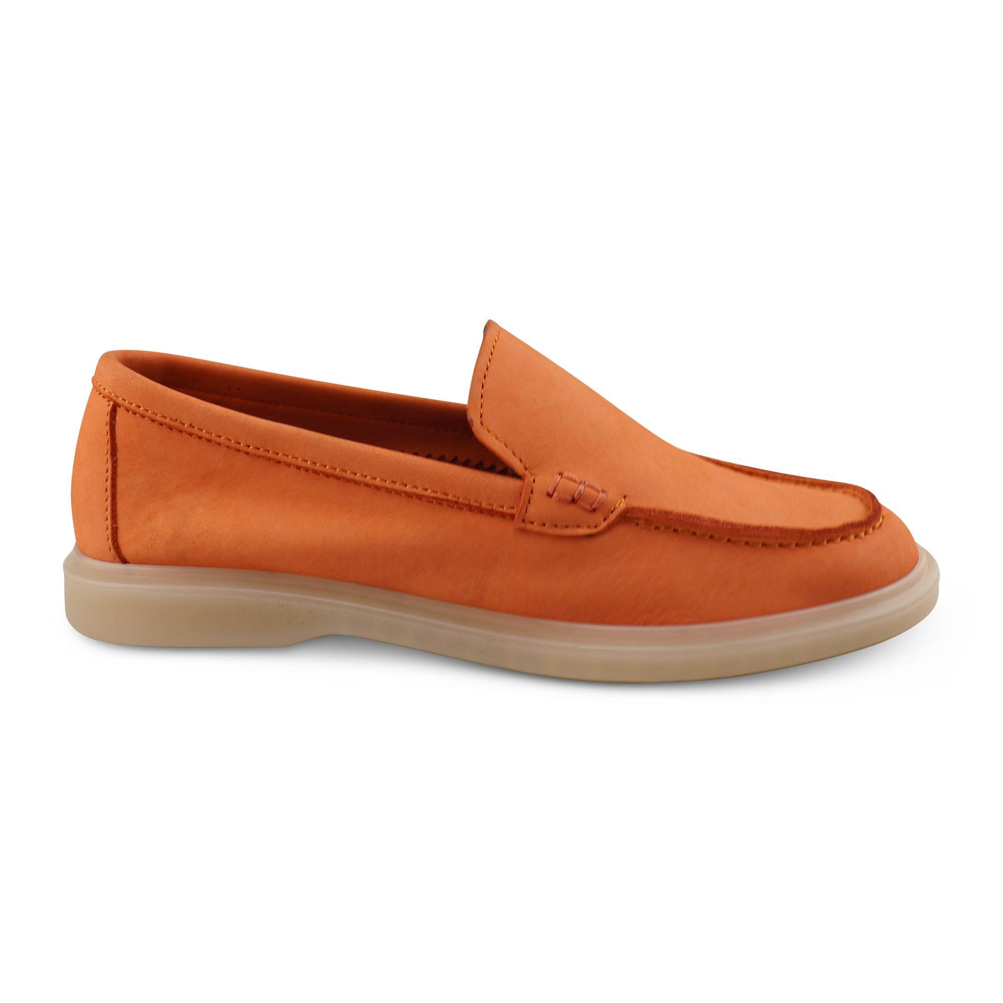 Orange nubuck loafers