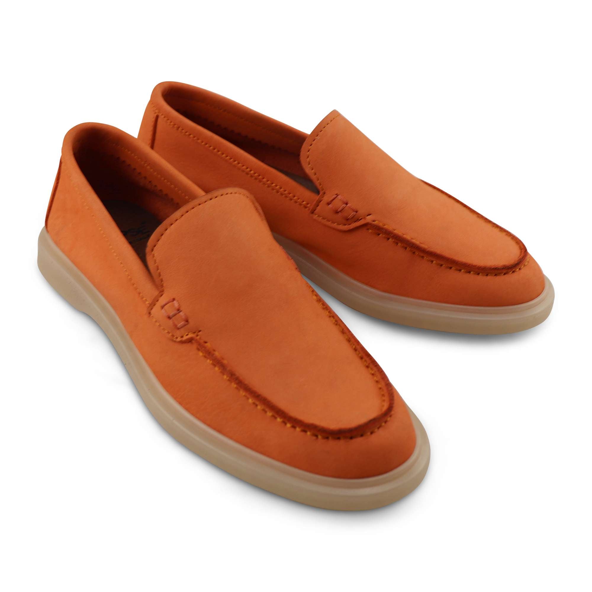 Orange nubuck loafers