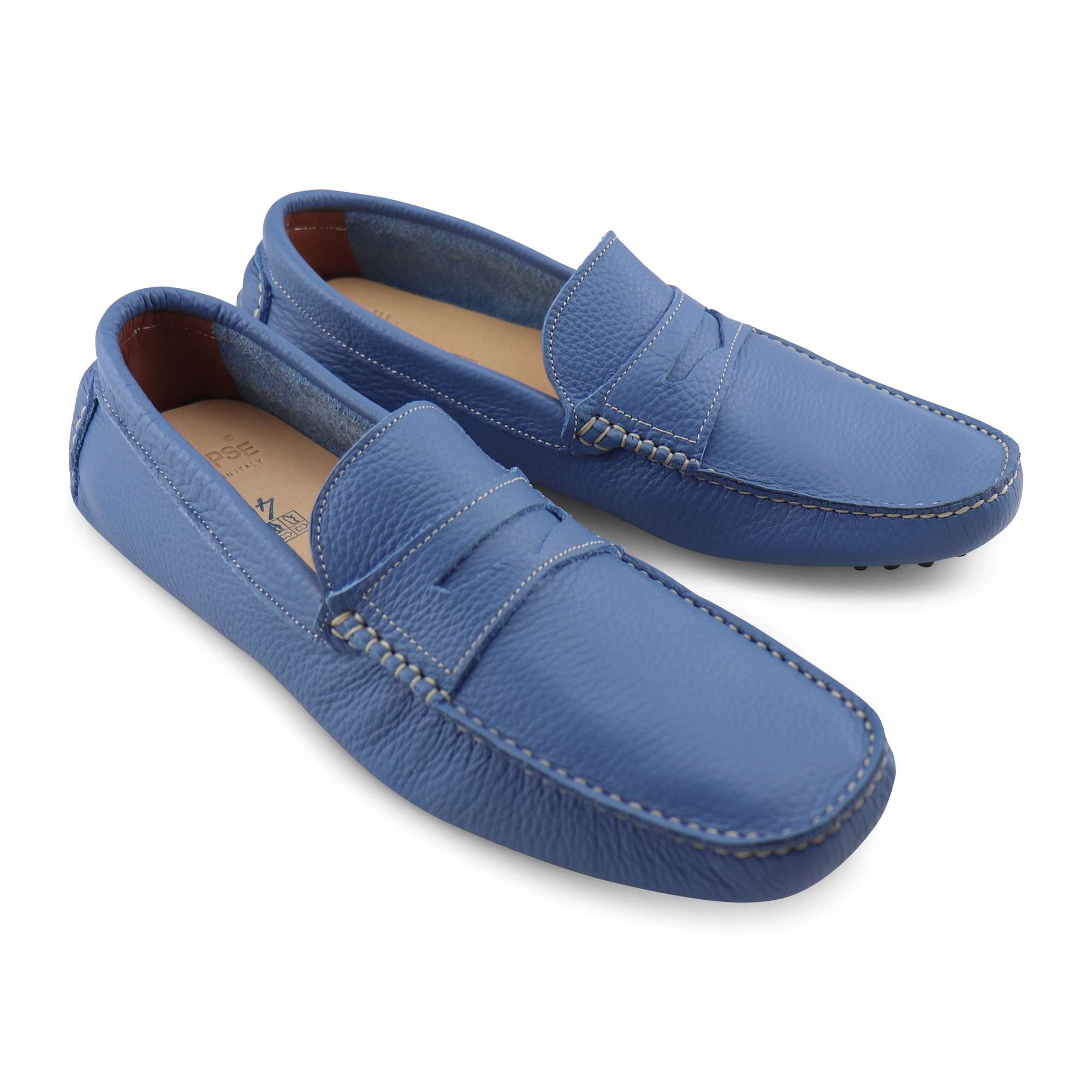 Light blue gommini in hammered leather