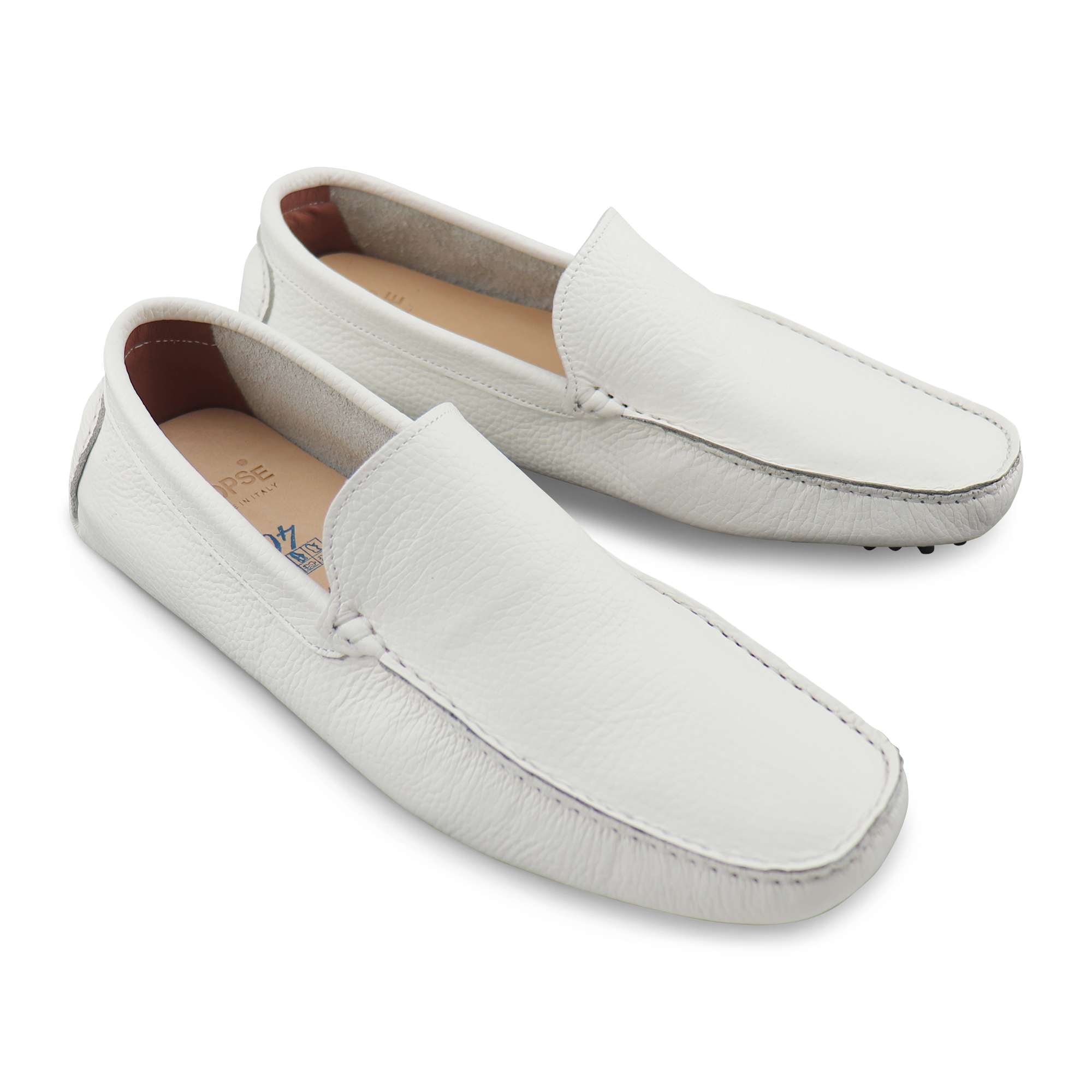 White rubber soles in hammered leather