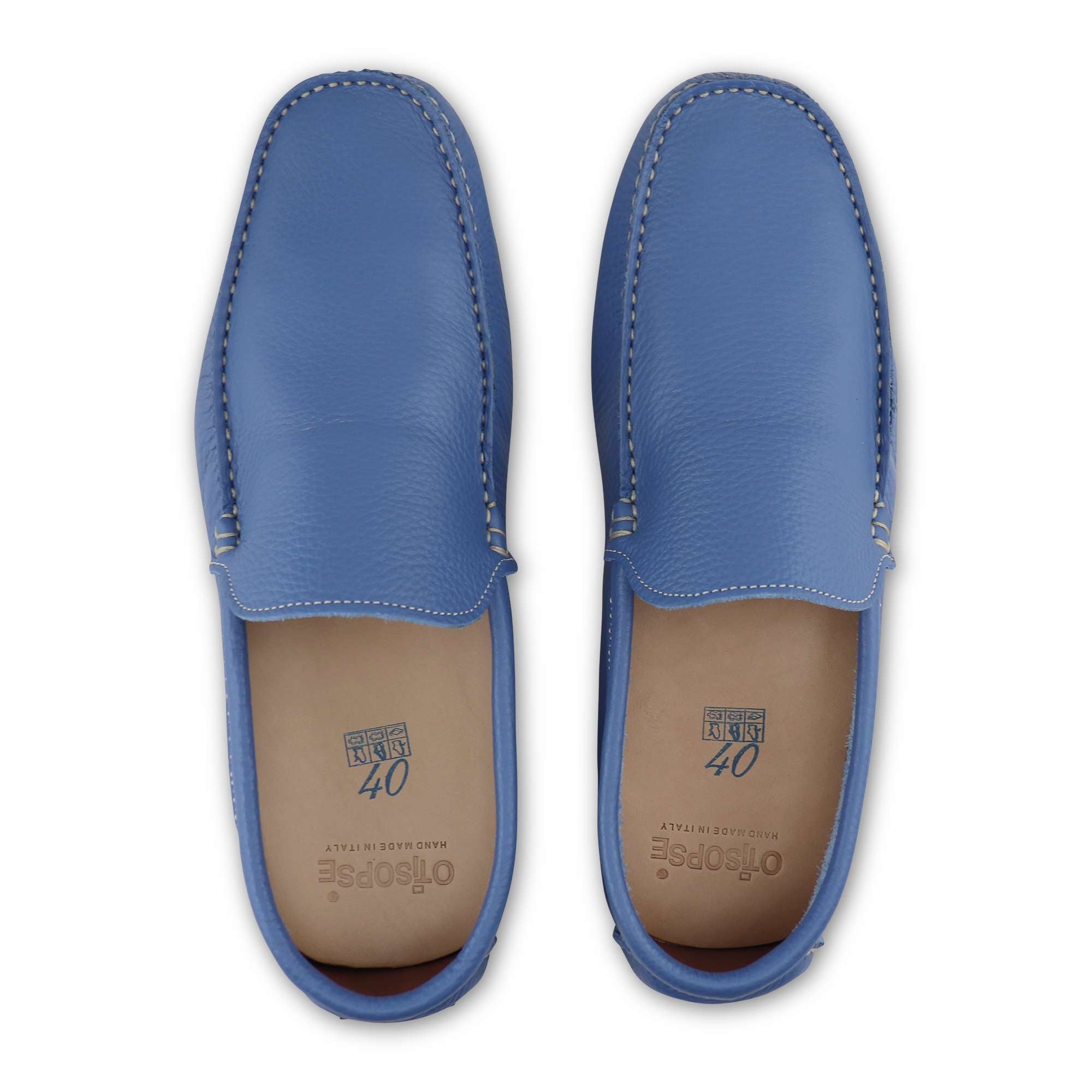 Light blue gommini in hammered leather