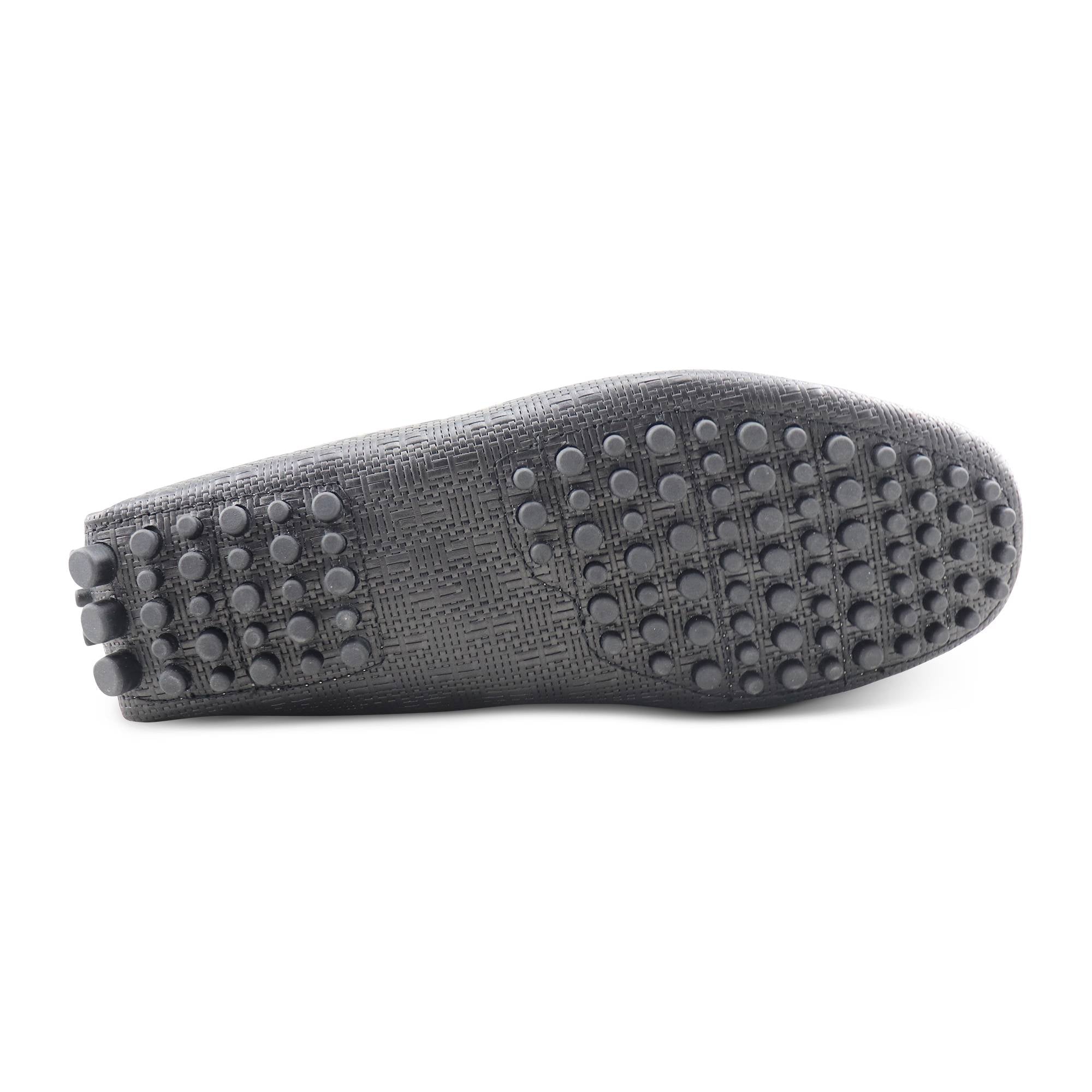 Black rubber soles in printed leather