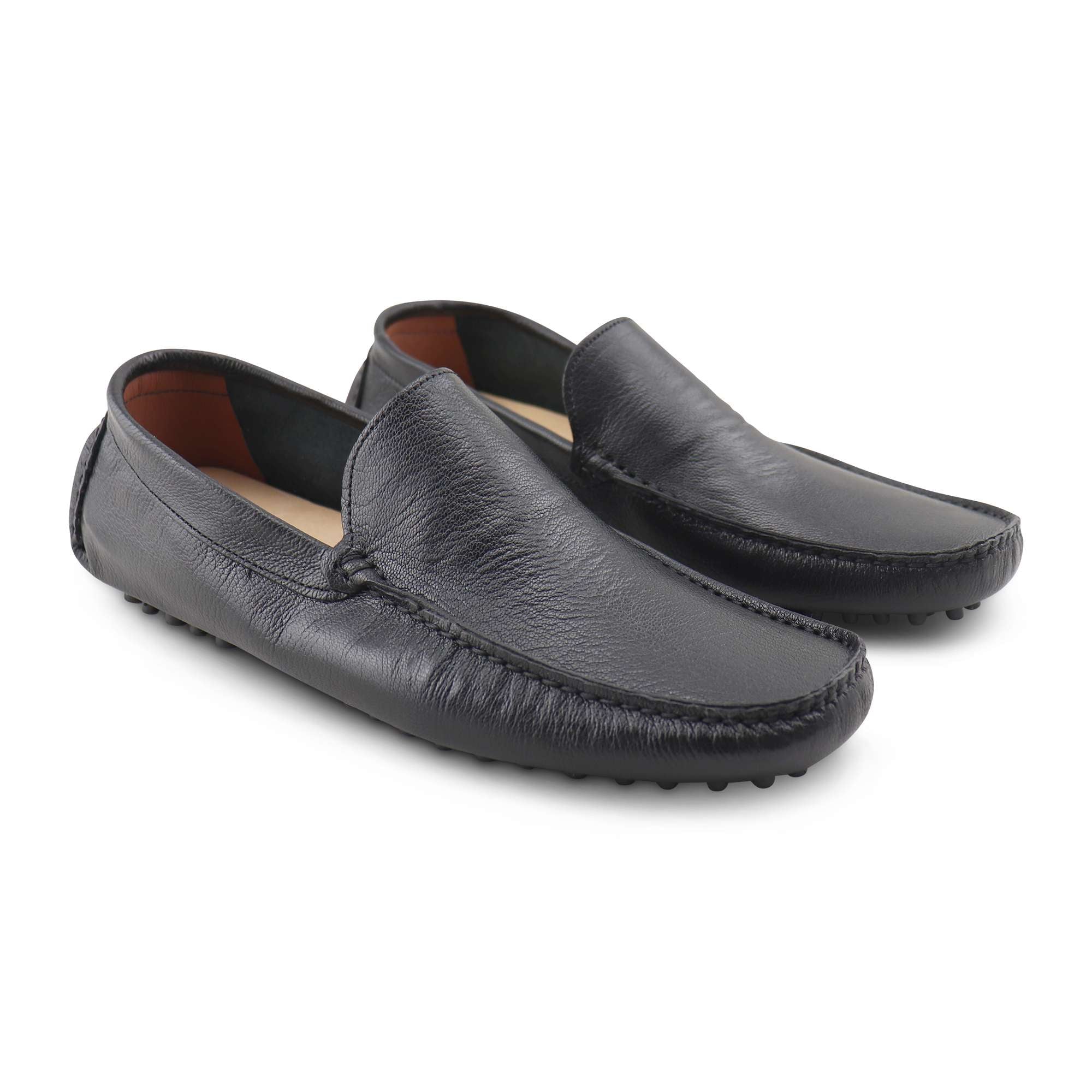 Gommini neri in pelle martellata