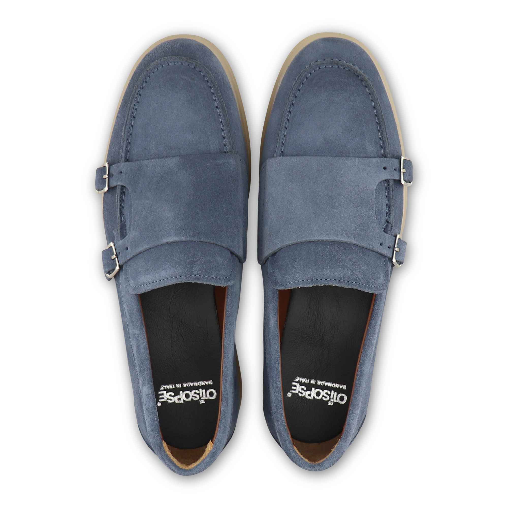 Doppia fibbia jeans in camoscio
