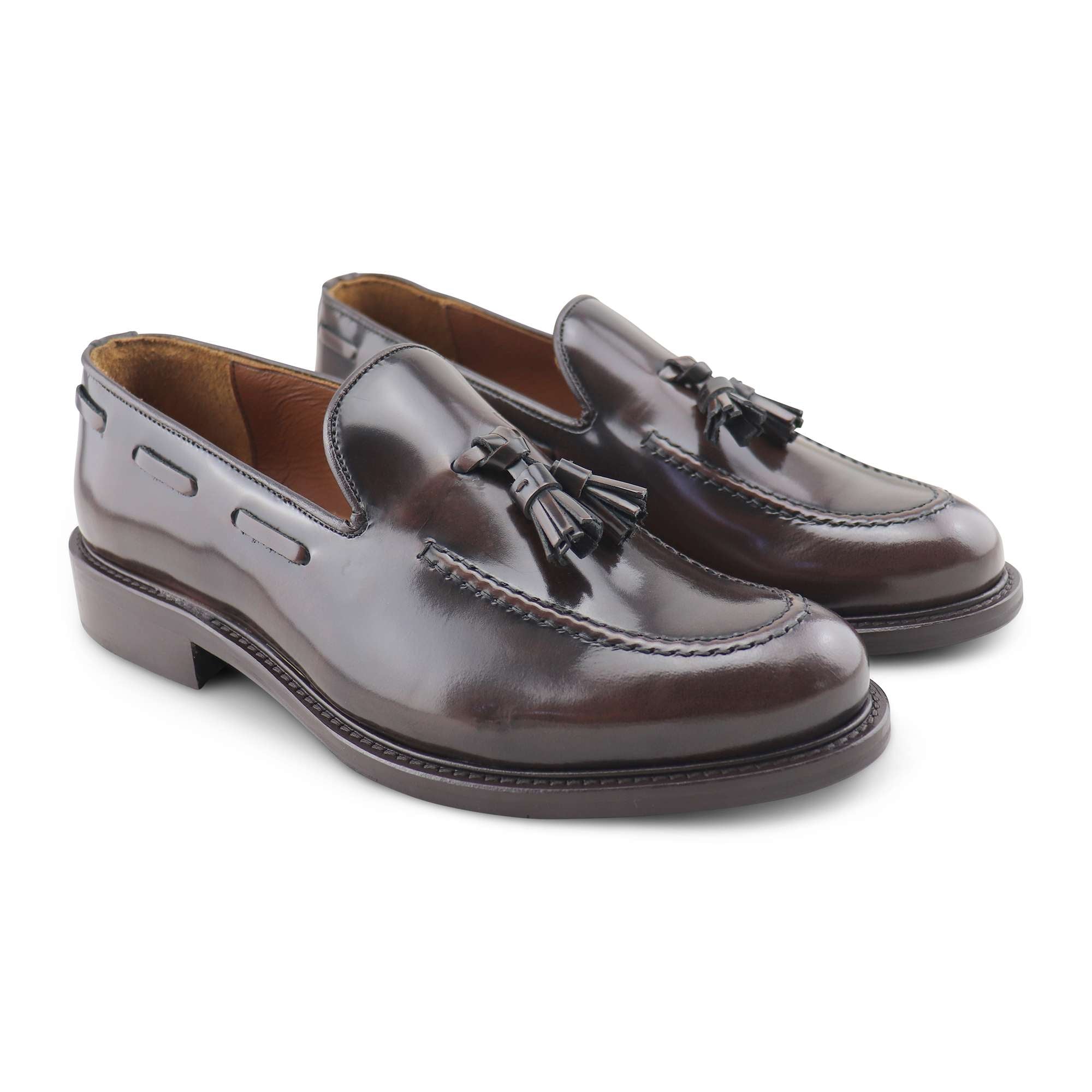 Tassel brown in brushed leather