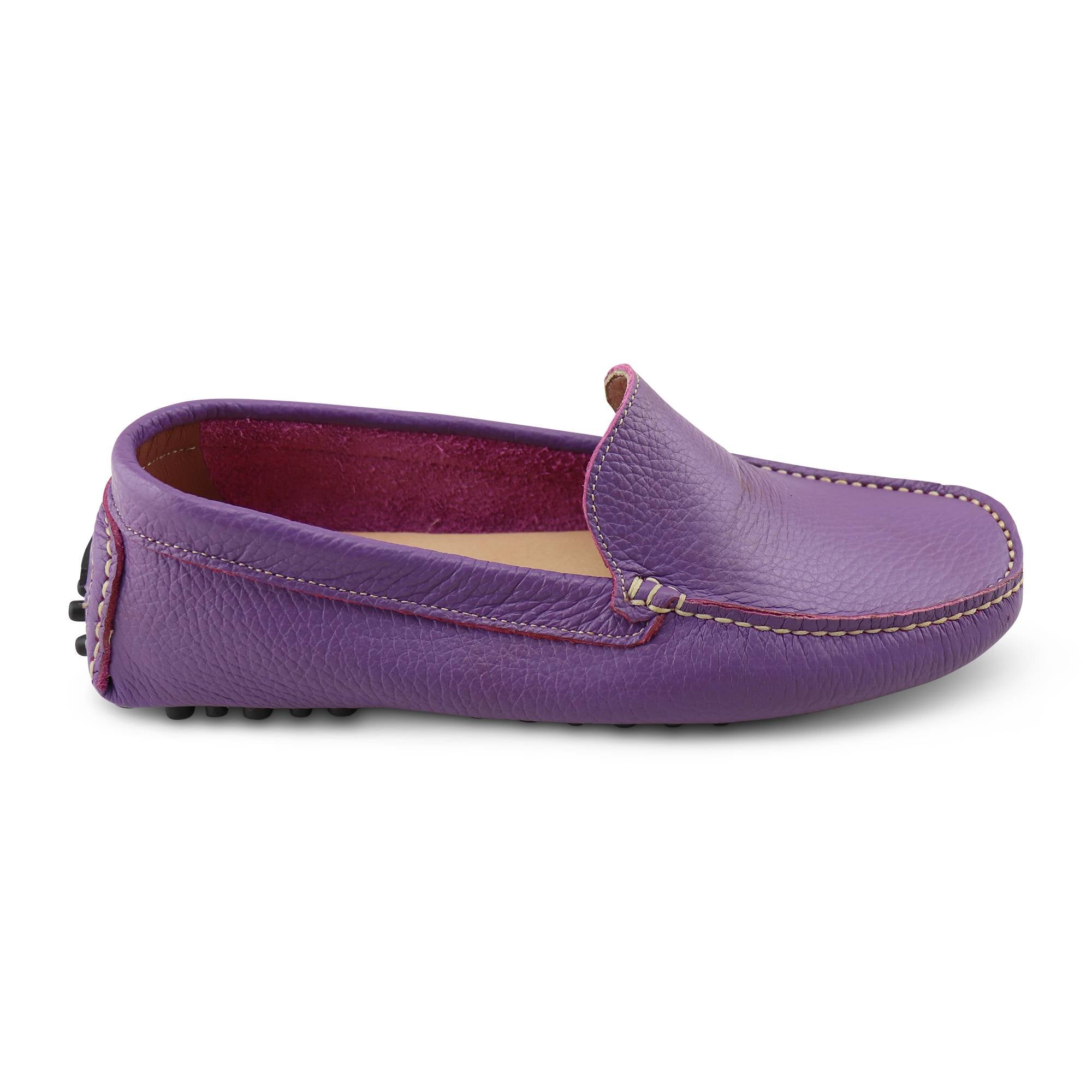 Purple hammered leather loafers