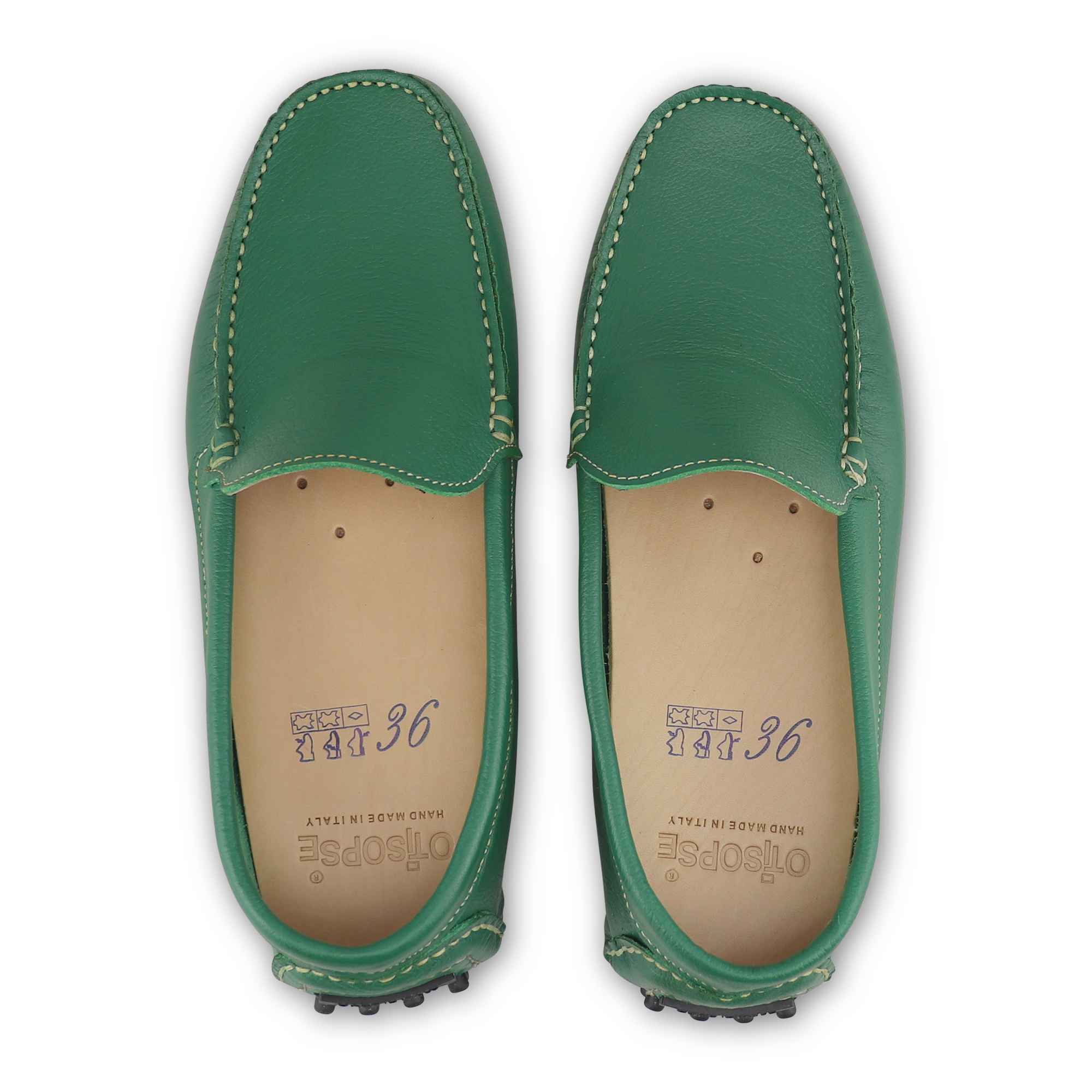 Green hammered leather loafers