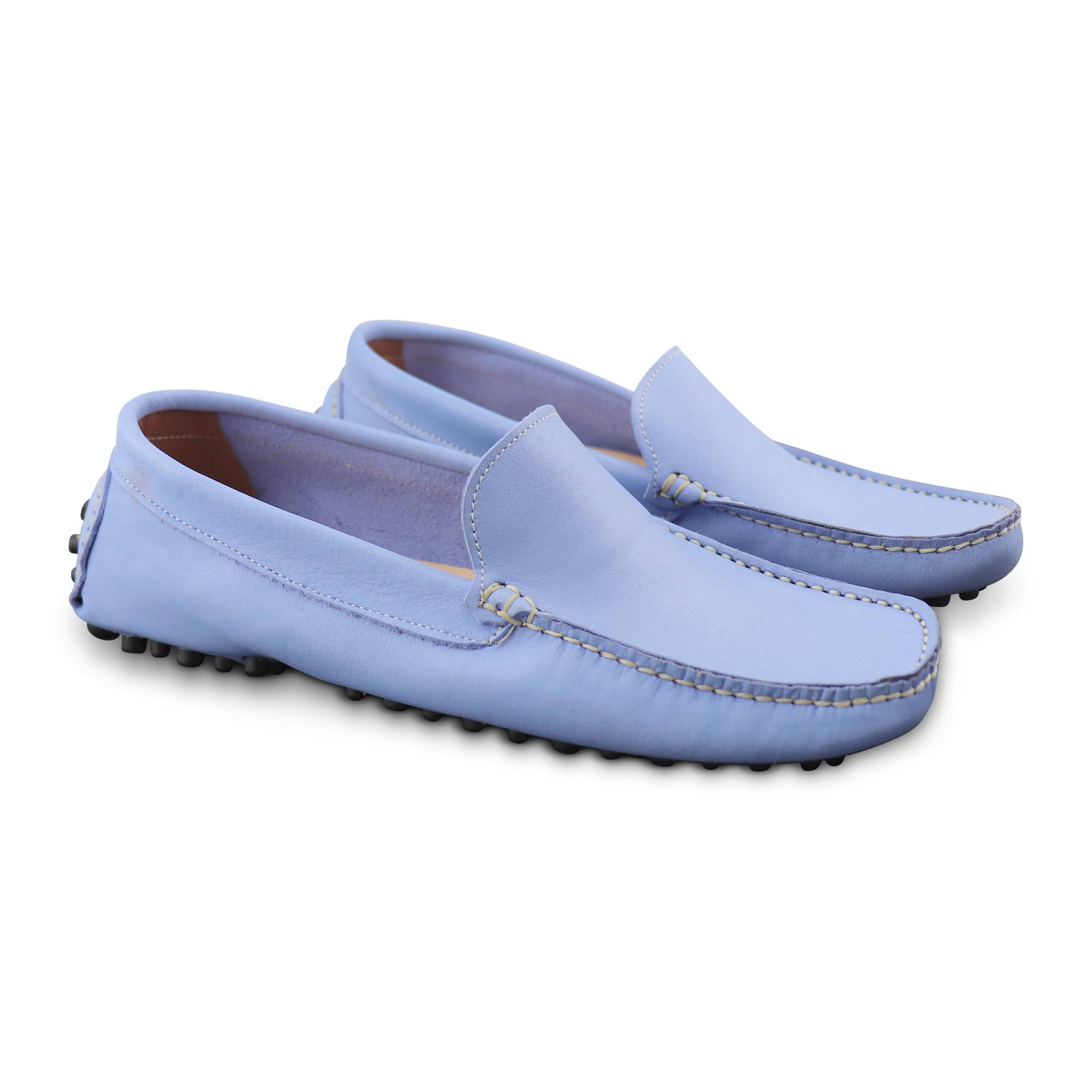 Lilac hammered leather loafers