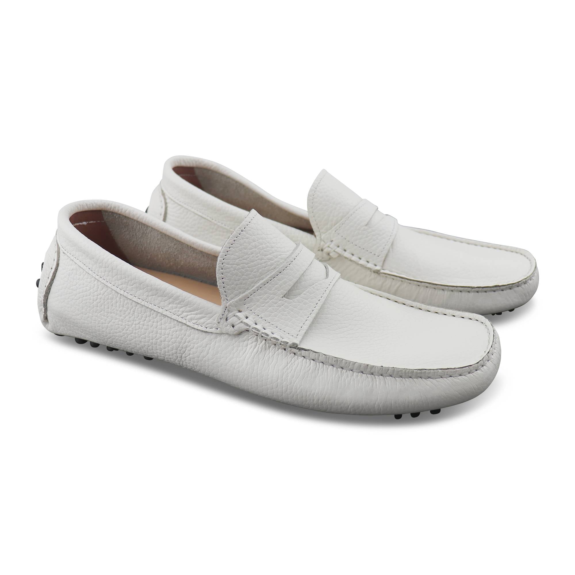 White rubber soles in hammered leather