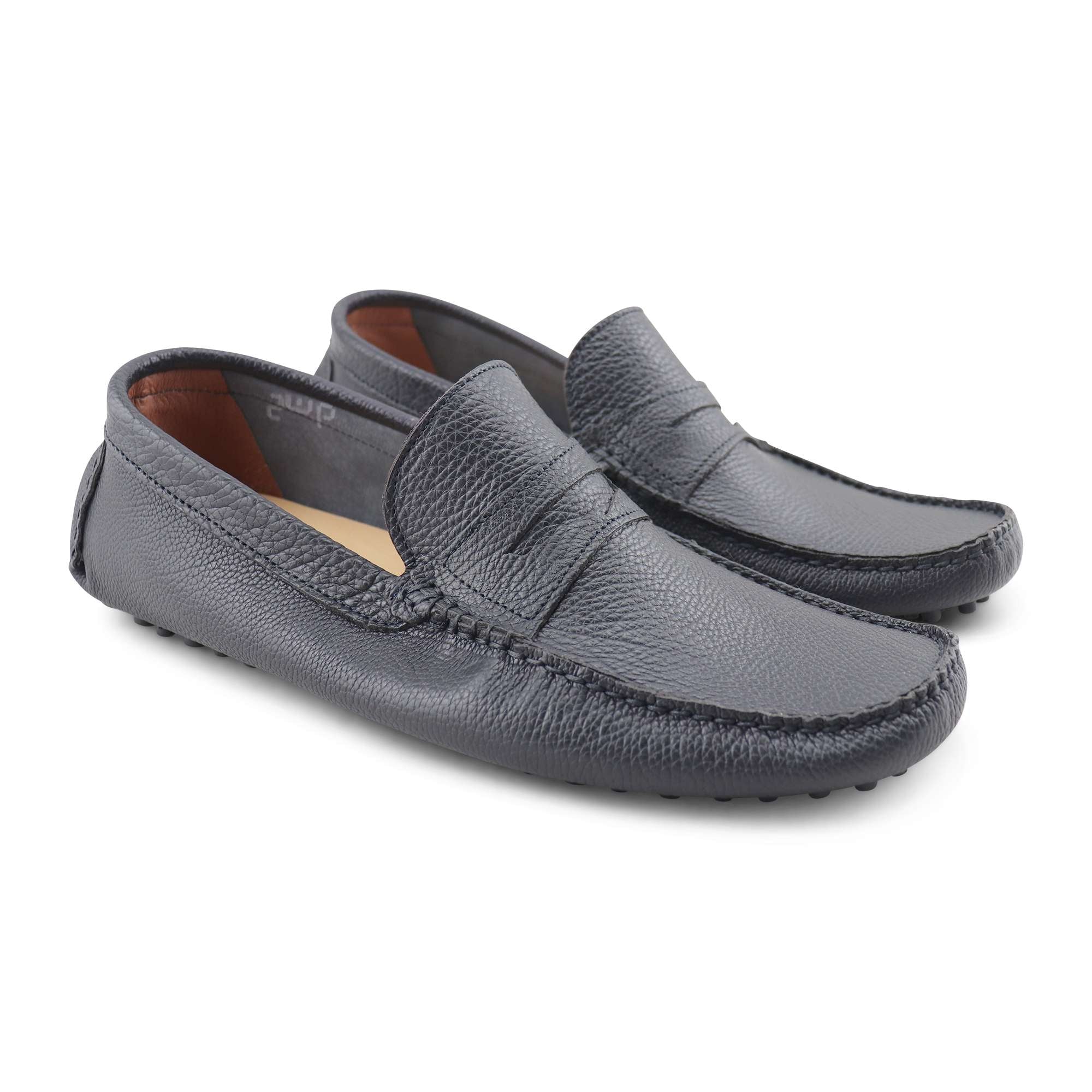 Blue rubber soles in hammered leather