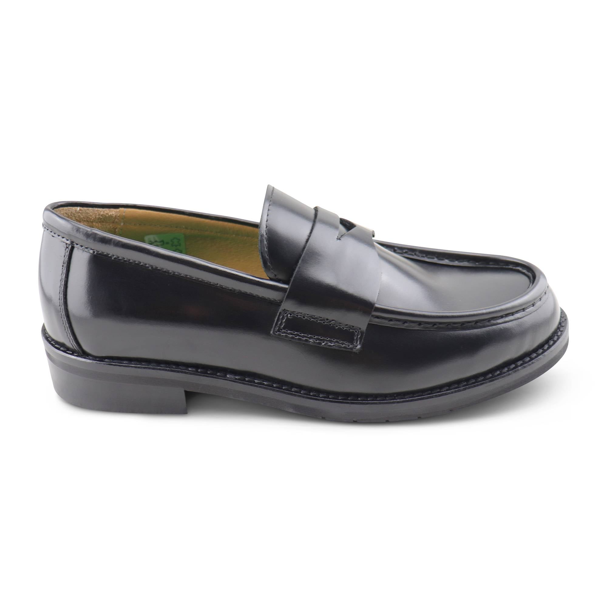 Black moccasins in brushed leather