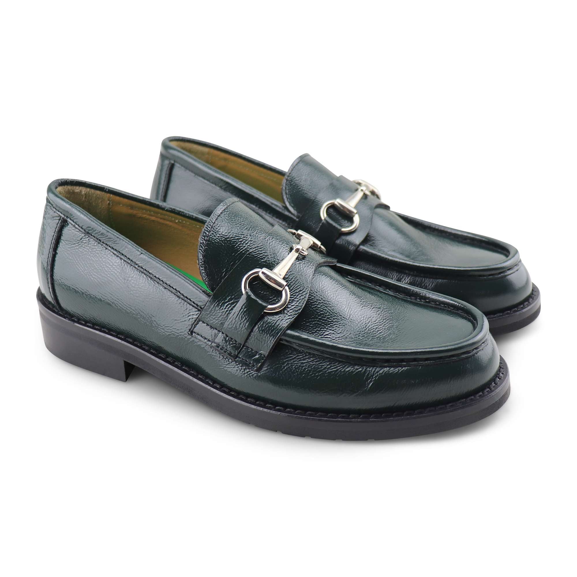 Green naplak moccasins