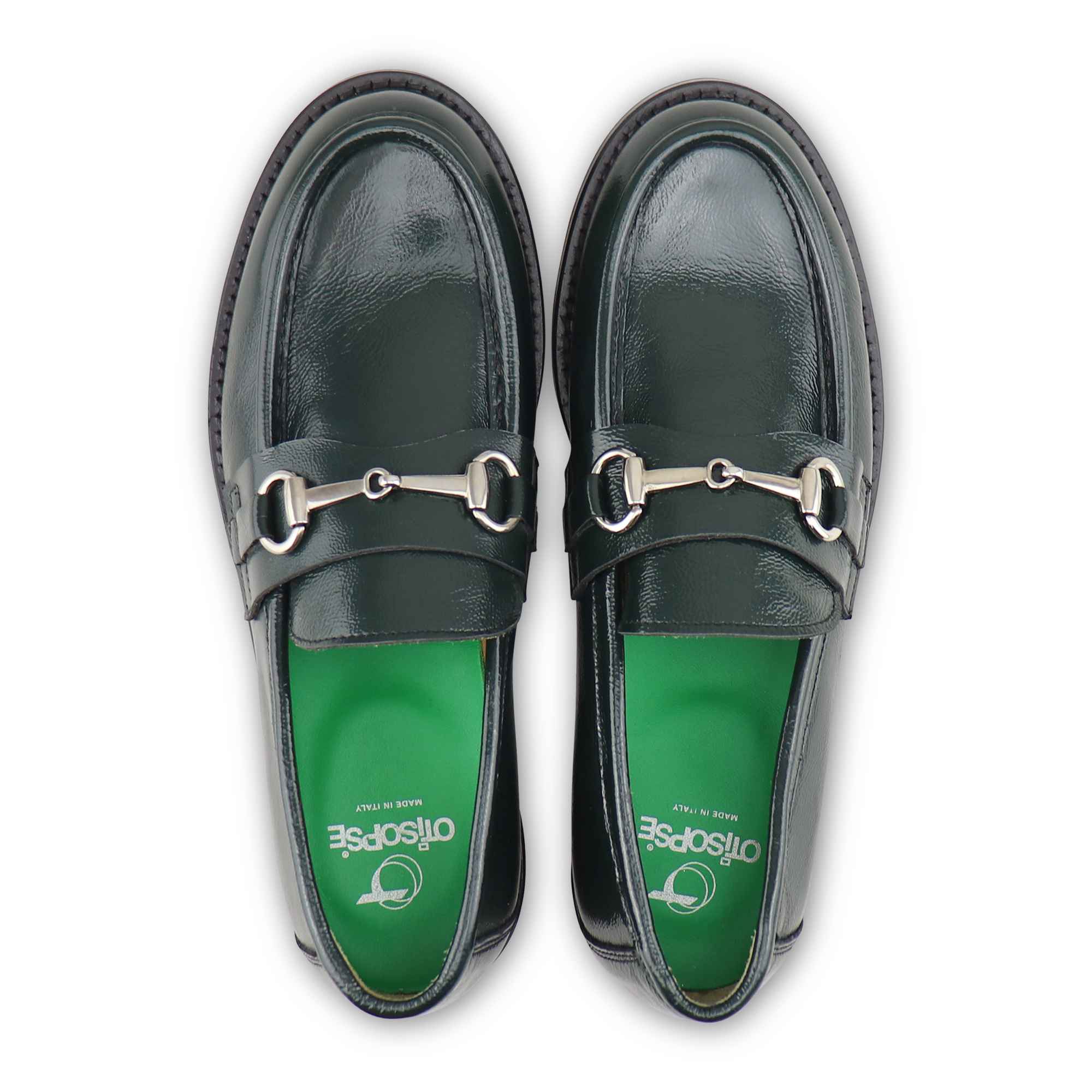 Green naplak moccasins