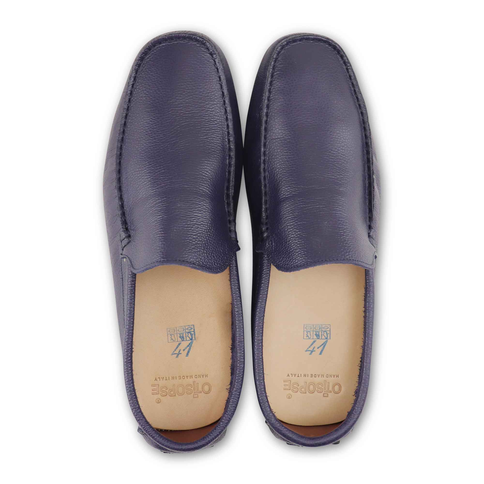 Gommini blu in pelle martellata